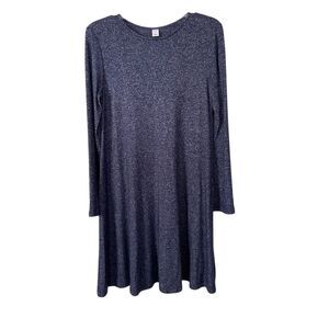 Old Navy Swing Dress Blue Heather Knit Long Sleeve Knee Length Size Small